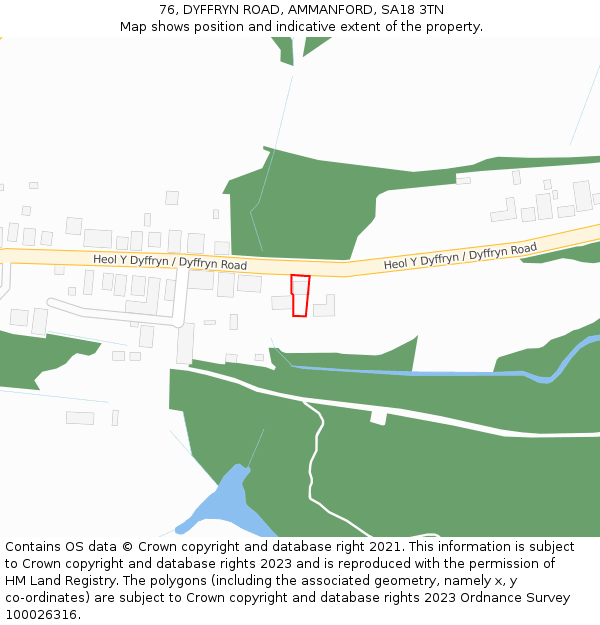 76, DYFFRYN ROAD, AMMANFORD, SA18 3TN: Location map and indicative extent of plot