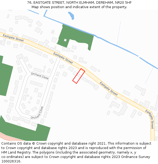 76, EASTGATE STREET, NORTH ELMHAM, DEREHAM, NR20 5HF: Location map and indicative extent of plot