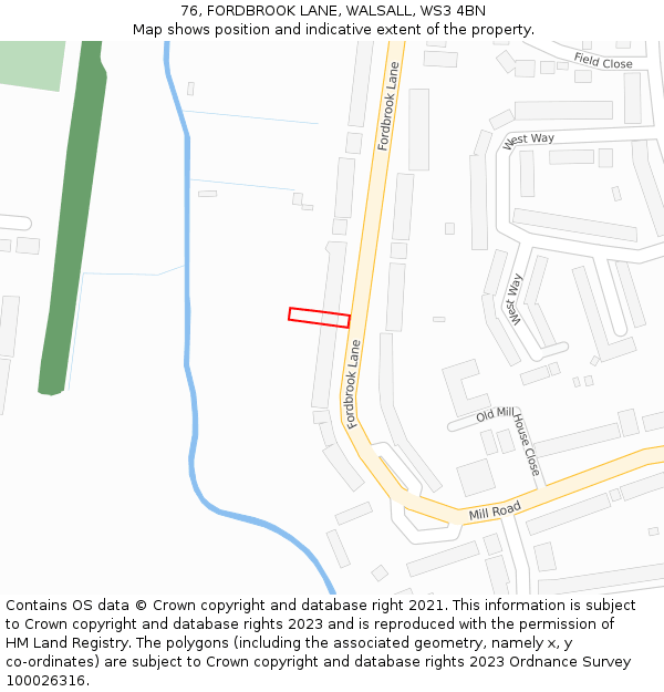 76, FORDBROOK LANE, WALSALL, WS3 4BN: Location map and indicative extent of plot