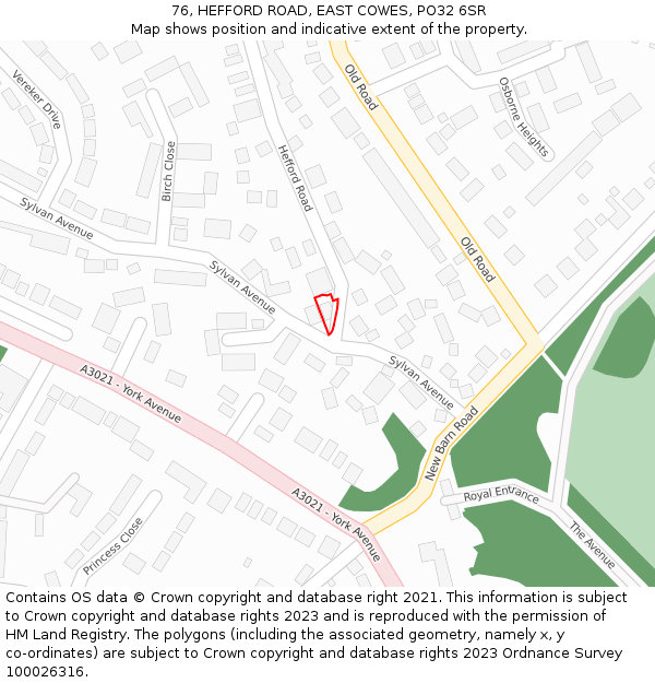 76, HEFFORD ROAD, EAST COWES, PO32 6SR: Location map and indicative extent of plot