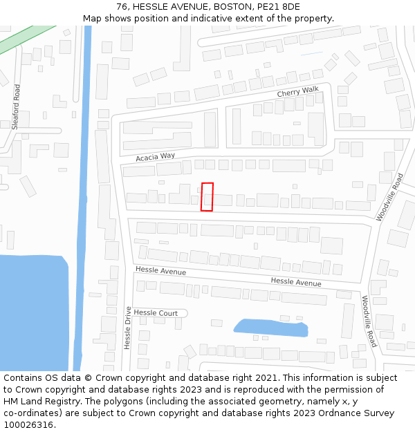 76, HESSLE AVENUE, BOSTON, PE21 8DE: Location map and indicative extent of plot