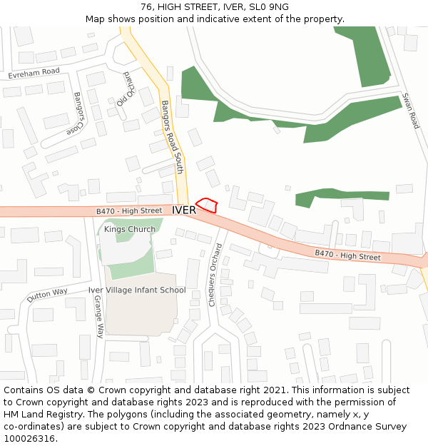 76, HIGH STREET, IVER, SL0 9NG: Location map and indicative extent of plot