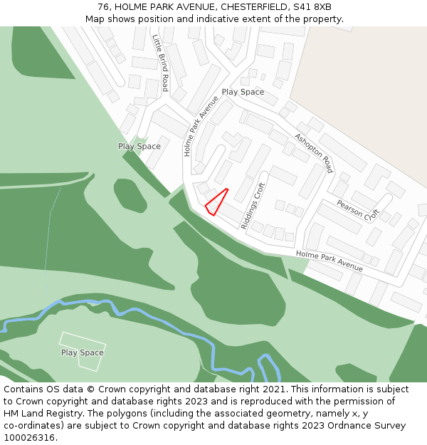 76, HOLME PARK AVENUE, CHESTERFIELD, S41 8XB: Location map and indicative extent of plot