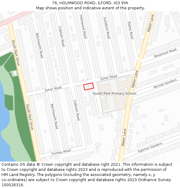 76, HOLMWOOD ROAD, ILFORD, IG3 9YA: Location map and indicative extent of plot