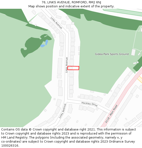 76, LINKS AVENUE, ROMFORD, RM2 6NJ: Location map and indicative extent of plot
