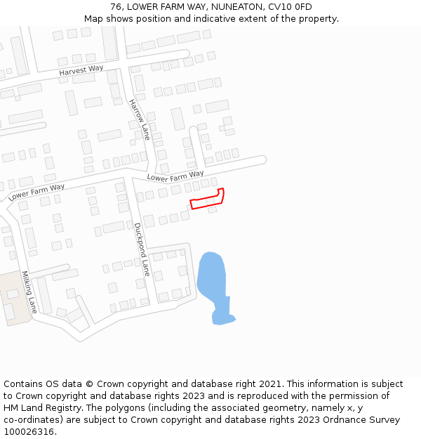 76, LOWER FARM WAY, NUNEATON, CV10 0FD: Location map and indicative extent of plot