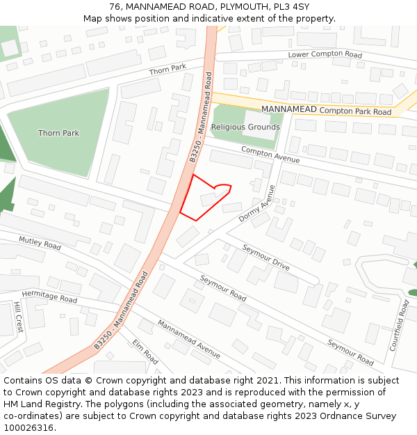 76, MANNAMEAD ROAD, PLYMOUTH, PL3 4SY: Location map and indicative extent of plot