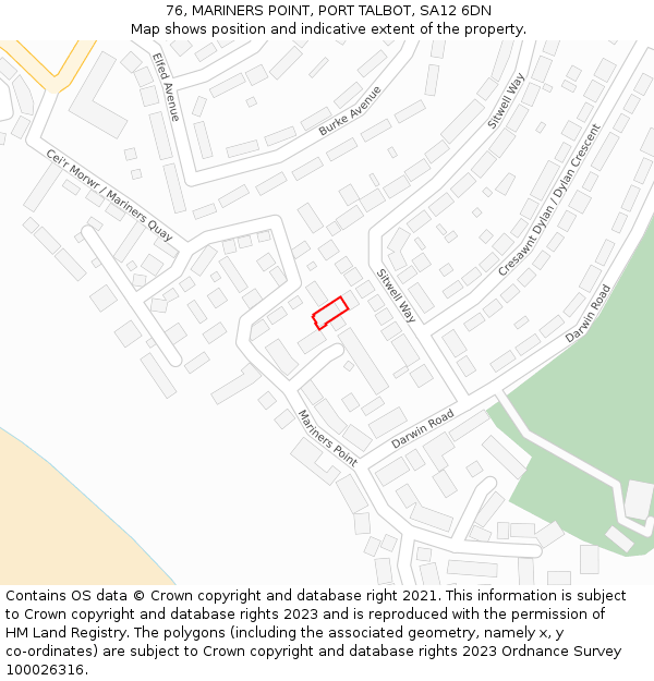 76, MARINERS POINT, PORT TALBOT, SA12 6DN: Location map and indicative extent of plot