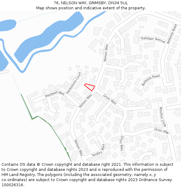 76, NELSON WAY, GRIMSBY, DN34 5UL: Location map and indicative extent of plot