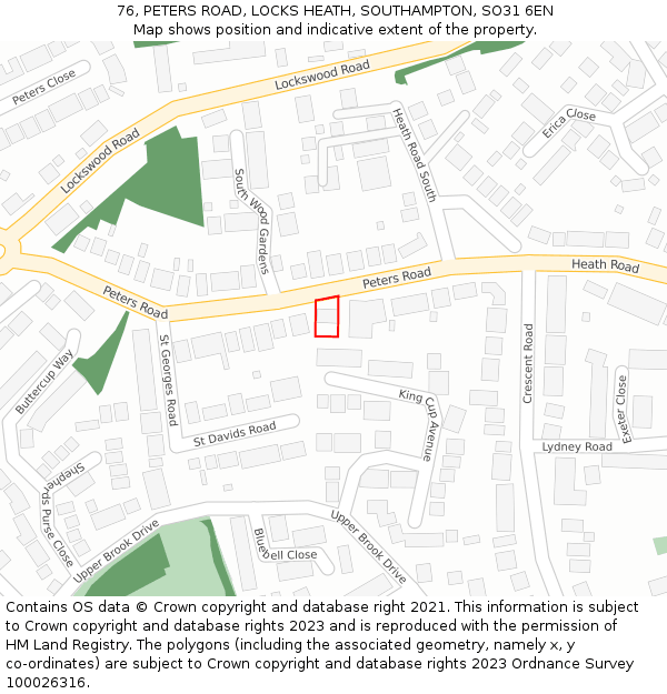 76, PETERS ROAD, LOCKS HEATH, SOUTHAMPTON, SO31 6EN: Location map and indicative extent of plot