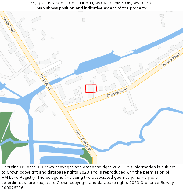 76, QUEENS ROAD, CALF HEATH, WOLVERHAMPTON, WV10 7DT: Location map and indicative extent of plot