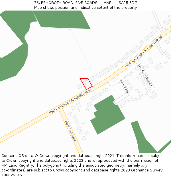 76, REHOBOTH ROAD, FIVE ROADS, LLANELLI, SA15 5DZ: Location map and indicative extent of plot
