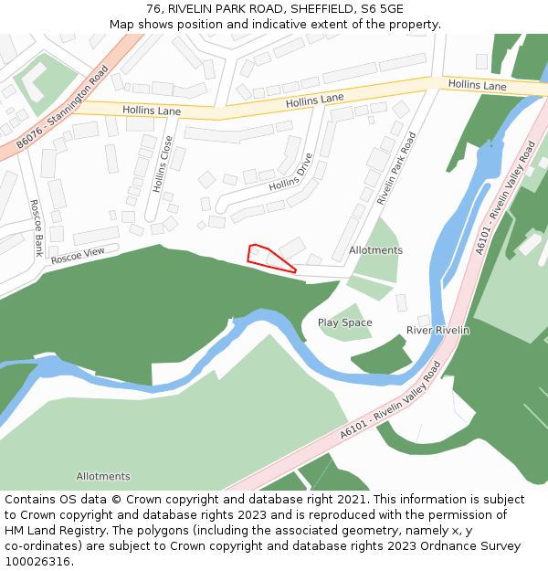 76, RIVELIN PARK ROAD, SHEFFIELD, S6 5GE: Location map and indicative extent of plot
