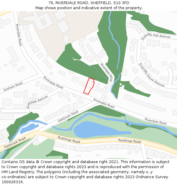76, RIVERDALE ROAD, SHEFFIELD, S10 3FD: Location map and indicative extent of plot