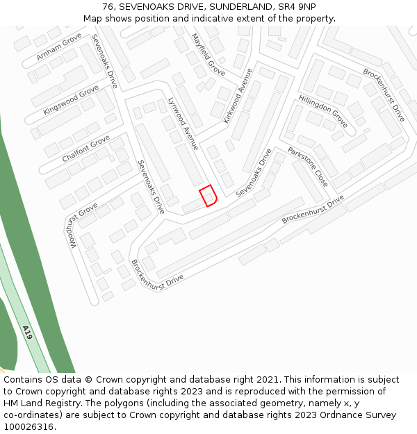 76, SEVENOAKS DRIVE, SUNDERLAND, SR4 9NP: Location map and indicative extent of plot