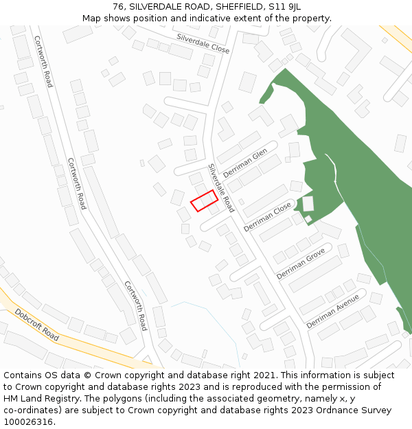 76, SILVERDALE ROAD, SHEFFIELD, S11 9JL: Location map and indicative extent of plot