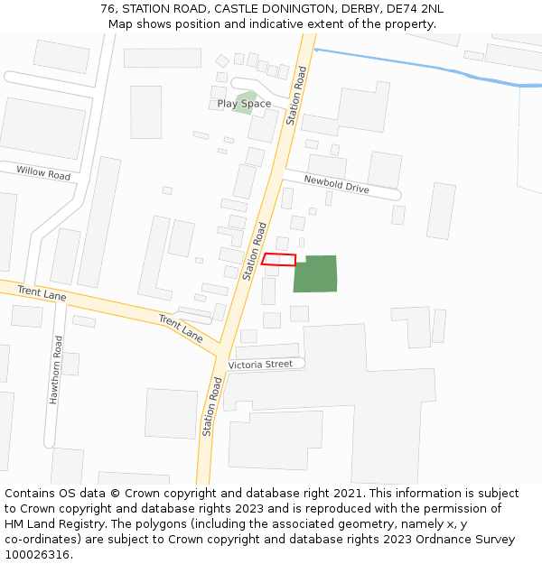76, STATION ROAD, CASTLE DONINGTON, DERBY, DE74 2NL: Location map and indicative extent of plot