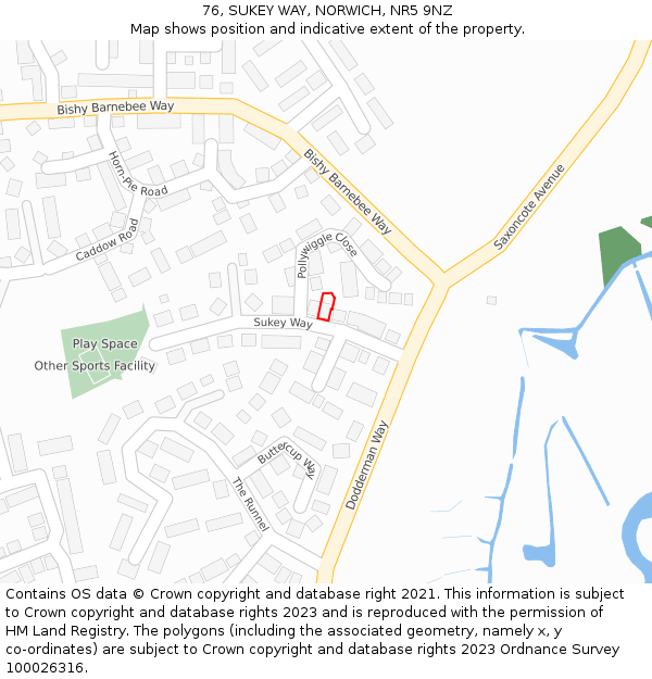 76, SUKEY WAY, NORWICH, NR5 9NZ: Location map and indicative extent of plot