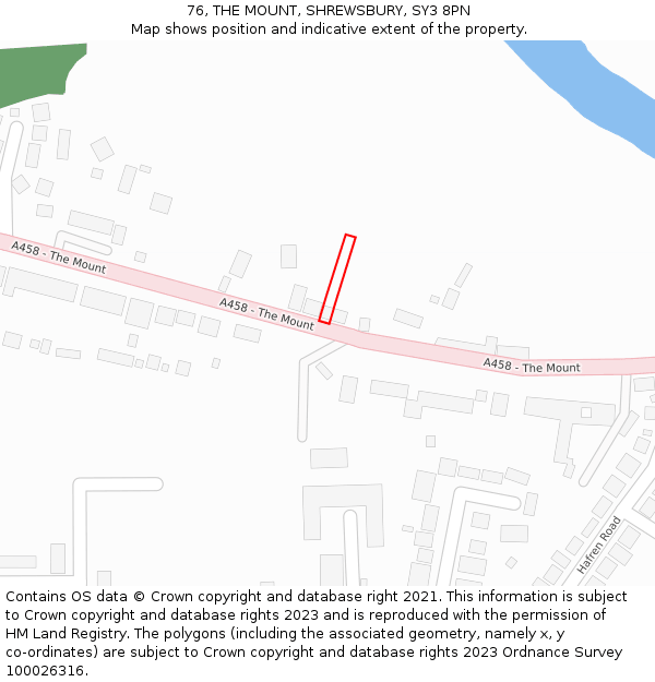 76, THE MOUNT, SHREWSBURY, SY3 8PN: Location map and indicative extent of plot