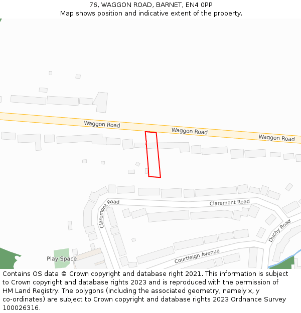 76, WAGGON ROAD, BARNET, EN4 0PP: Location map and indicative extent of plot