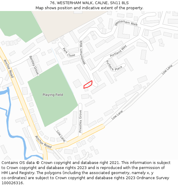 76, WESTERHAM WALK, CALNE, SN11 8LS: Location map and indicative extent of plot