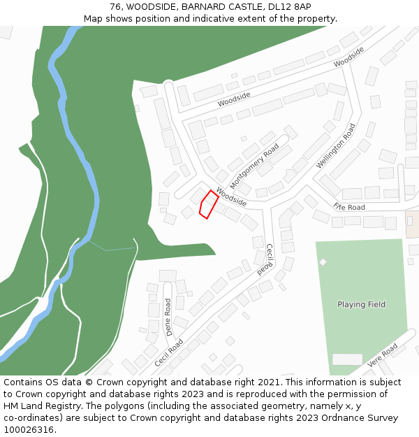 76, WOODSIDE, BARNARD CASTLE, DL12 8AP: Location map and indicative extent of plot