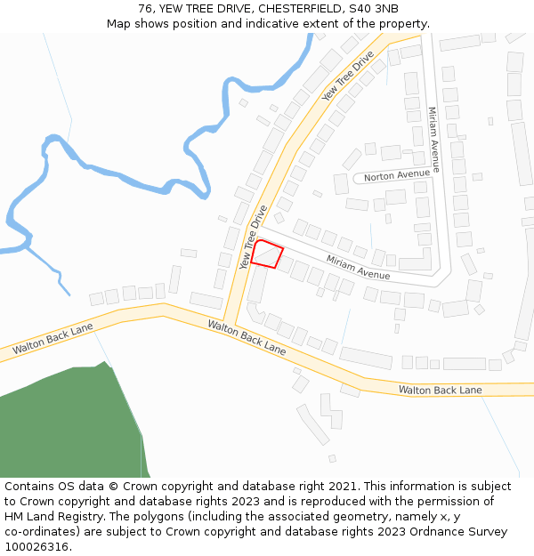 76, YEW TREE DRIVE, CHESTERFIELD, S40 3NB: Location map and indicative extent of plot