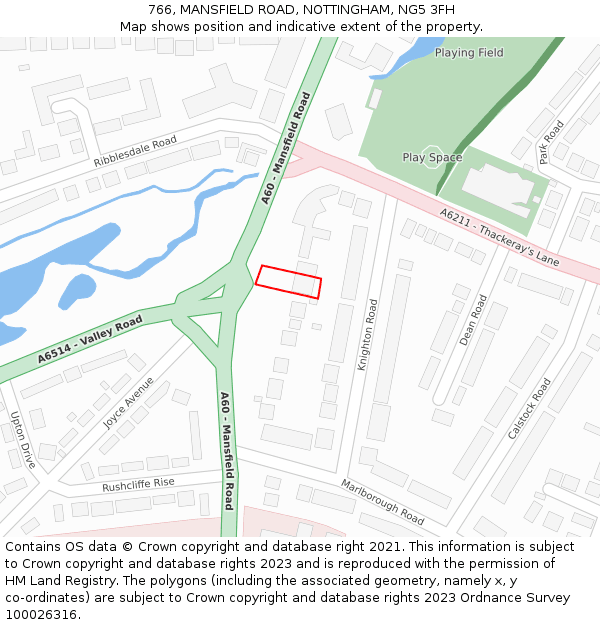 766, MANSFIELD ROAD, NOTTINGHAM, NG5 3FH: Location map and indicative extent of plot