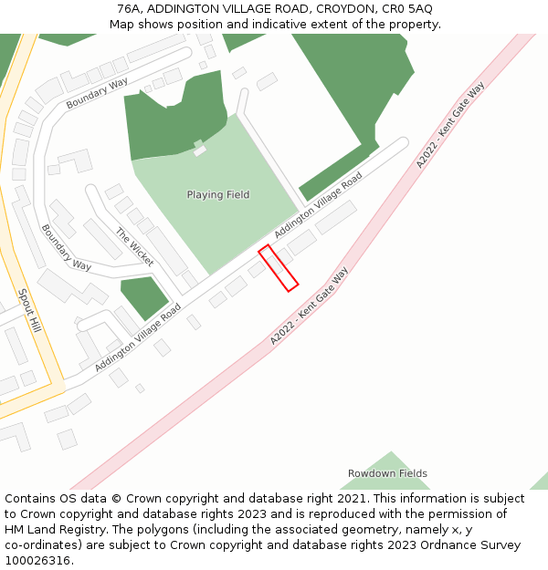 76A, ADDINGTON VILLAGE ROAD, CROYDON, CR0 5AQ: Location map and indicative extent of plot