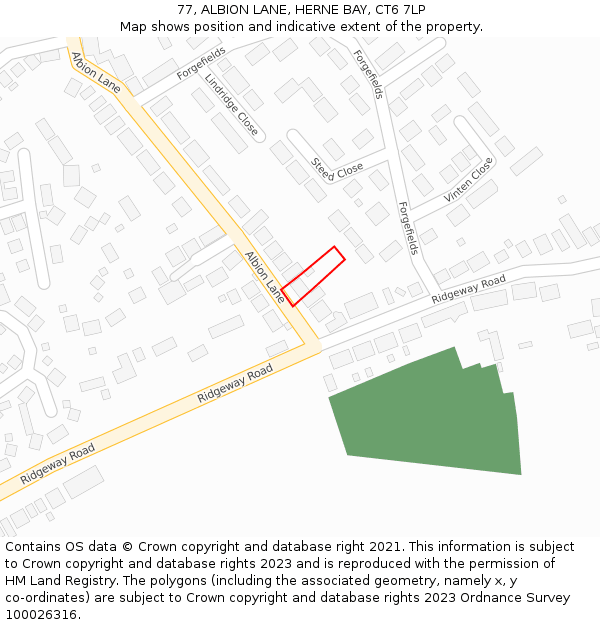 77, ALBION LANE, HERNE BAY, CT6 7LP: Location map and indicative extent of plot