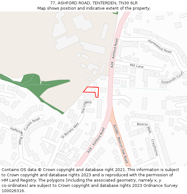 77, ASHFORD ROAD, TENTERDEN, TN30 6LR: Location map and indicative extent of plot