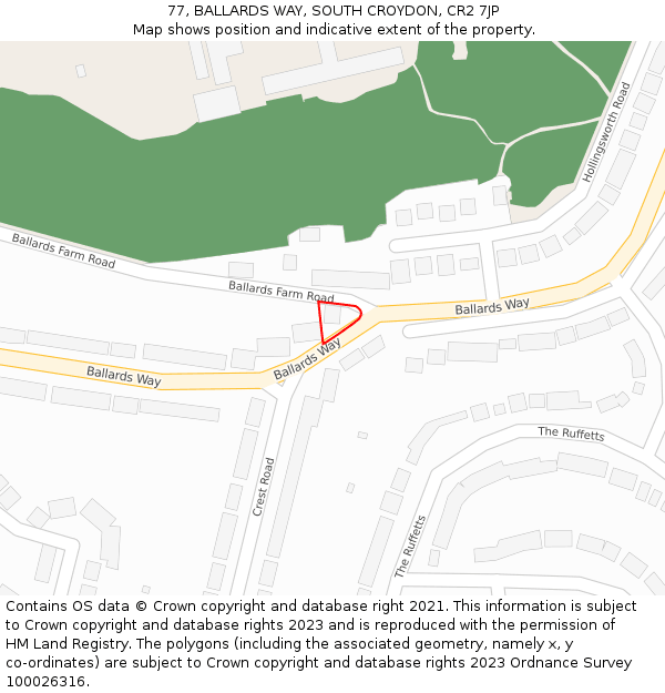 77, BALLARDS WAY, SOUTH CROYDON, CR2 7JP: Location map and indicative extent of plot