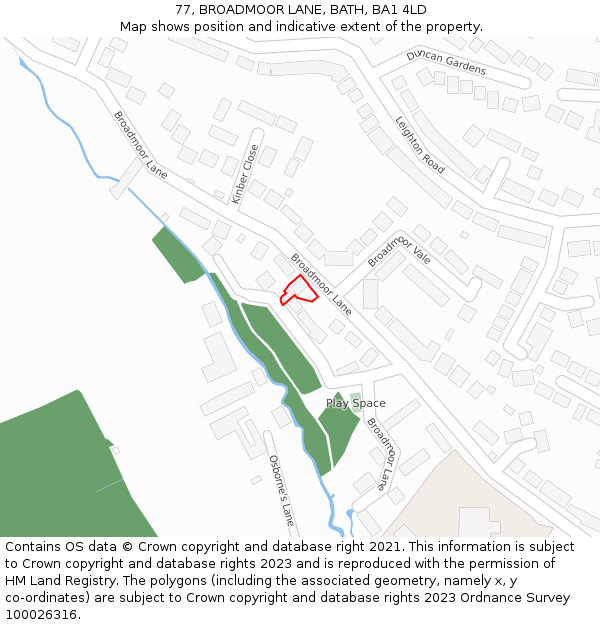 77, BROADMOOR LANE, BATH, BA1 4LD: Location map and indicative extent of plot