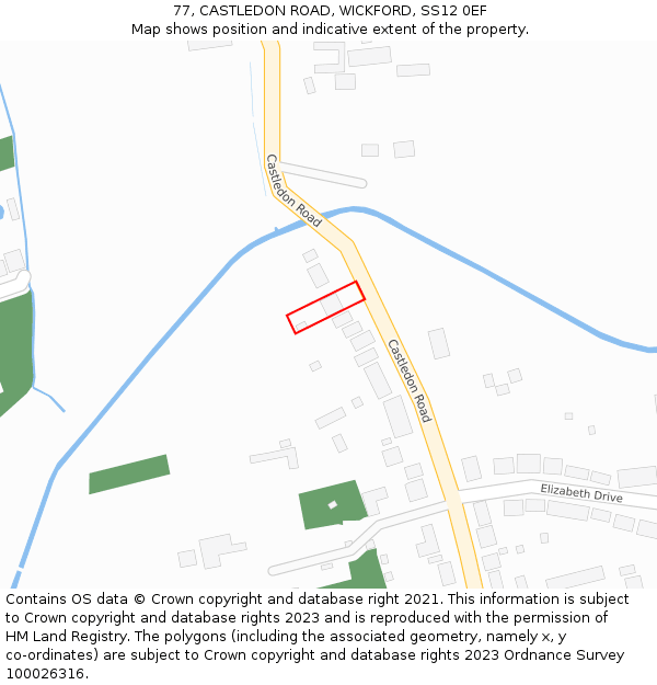 77, CASTLEDON ROAD, WICKFORD, SS12 0EF: Location map and indicative extent of plot