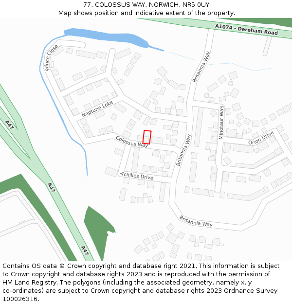 77, COLOSSUS WAY, NORWICH, NR5 0UY: Location map and indicative extent of plot