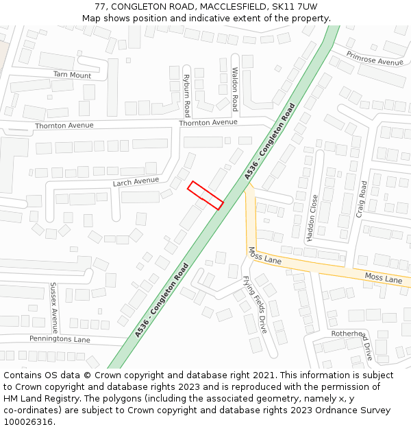 77, CONGLETON ROAD, MACCLESFIELD, SK11 7UW: Location map and indicative extent of plot