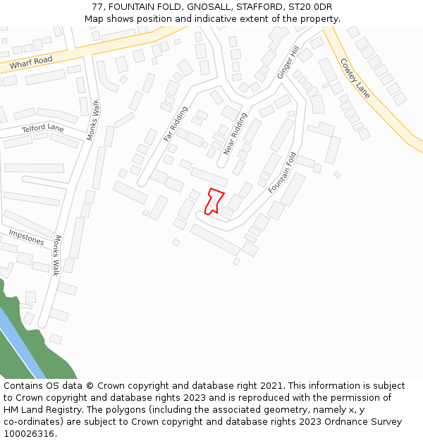 77, FOUNTAIN FOLD, GNOSALL, STAFFORD, ST20 0DR: Location map and indicative extent of plot