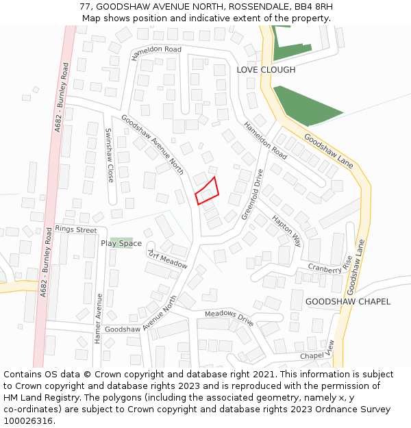 77, GOODSHAW AVENUE NORTH, ROSSENDALE, BB4 8RH: Location map and indicative extent of plot