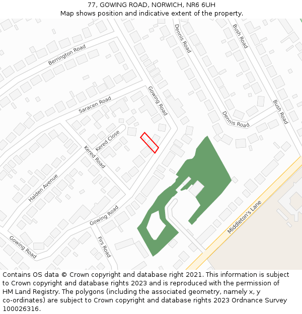 77, GOWING ROAD, NORWICH, NR6 6UH: Location map and indicative extent of plot