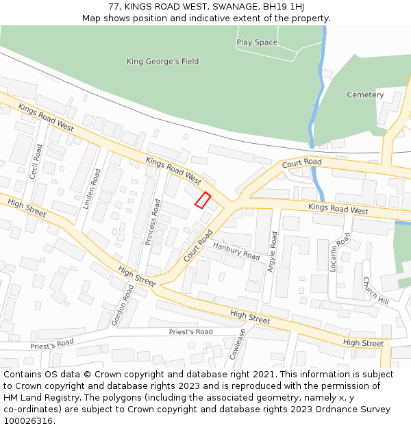 77, KINGS ROAD WEST, SWANAGE, BH19 1HJ: Location map and indicative extent of plot