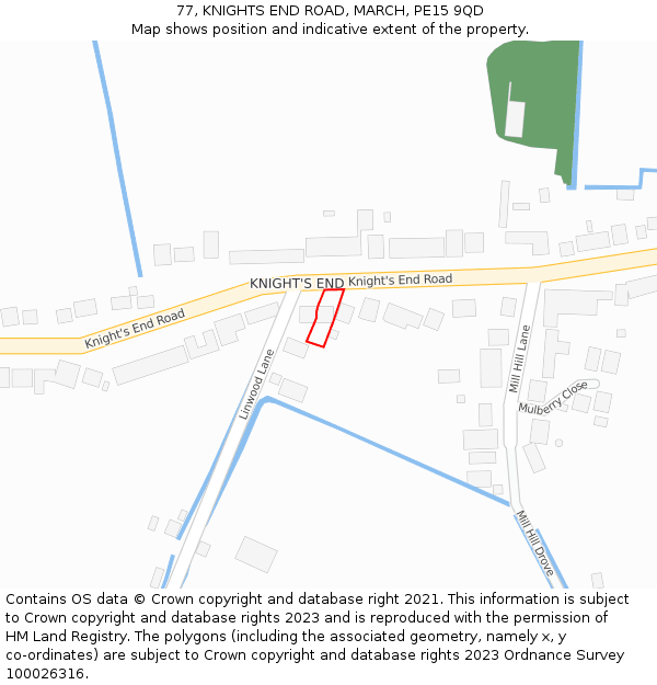 77, KNIGHTS END ROAD, MARCH, PE15 9QD: Location map and indicative extent of plot