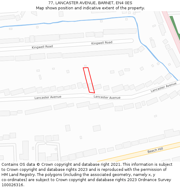 77, LANCASTER AVENUE, BARNET, EN4 0ES: Location map and indicative extent of plot