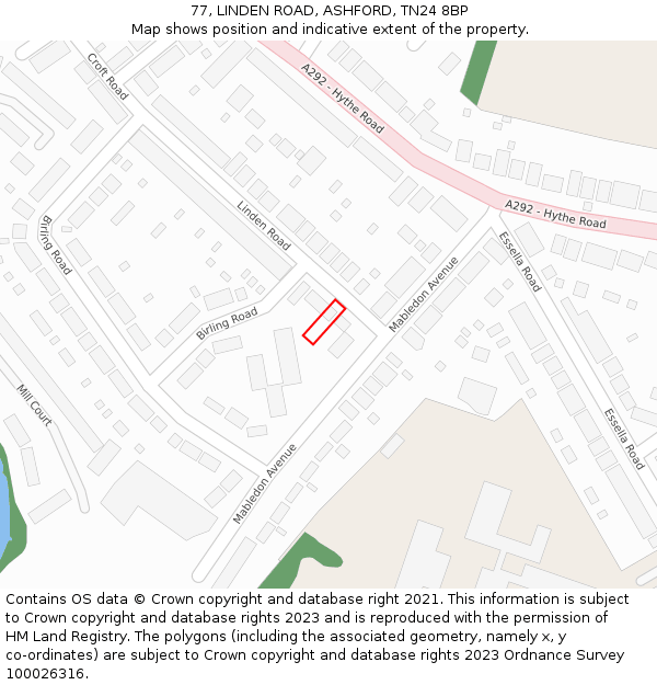 77, LINDEN ROAD, ASHFORD, TN24 8BP: Location map and indicative extent of plot