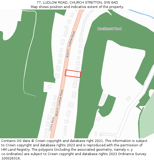 77, LUDLOW ROAD, CHURCH STRETTON, SY6 6AD: Location map and indicative extent of plot