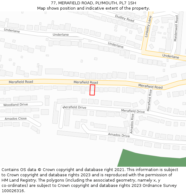 77, MERAFIELD ROAD, PLYMOUTH, PL7 1SH: Location map and indicative extent of plot