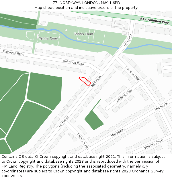 77, NORTHWAY, LONDON, NW11 6PD: Location map and indicative extent of plot