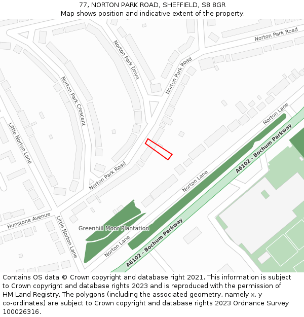 77, NORTON PARK ROAD, SHEFFIELD, S8 8GR: Location map and indicative extent of plot