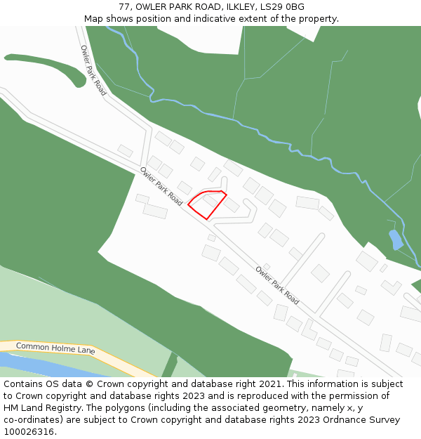 77, OWLER PARK ROAD, ILKLEY, LS29 0BG: Location map and indicative extent of plot