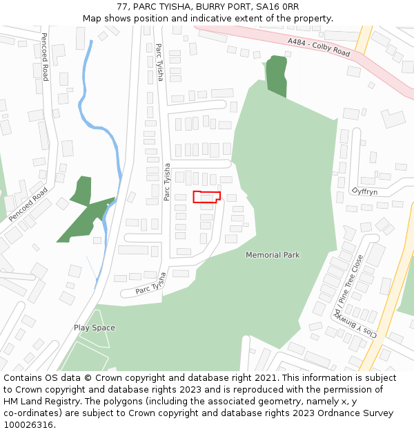 77, PARC TYISHA, BURRY PORT, SA16 0RR: Location map and indicative extent of plot