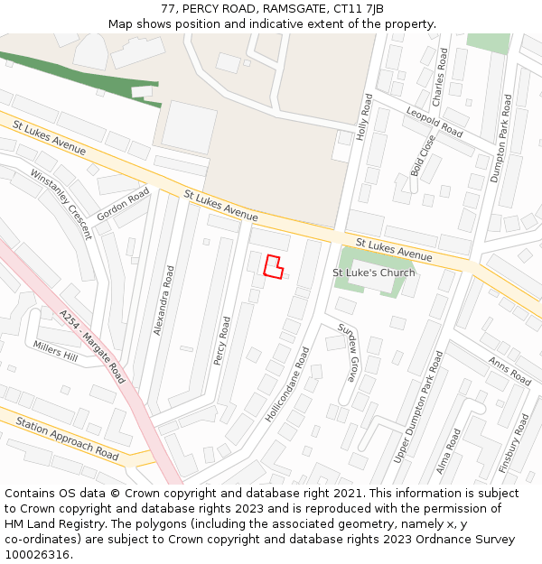 77, PERCY ROAD, RAMSGATE, CT11 7JB: Location map and indicative extent of plot